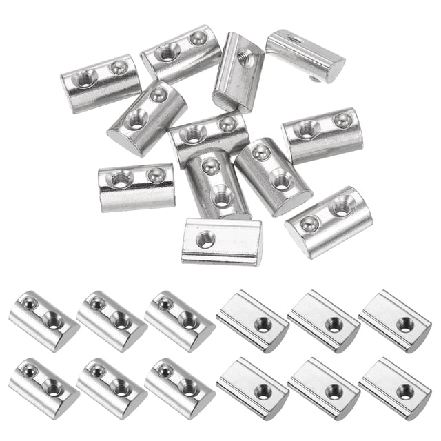 M5 Demi-Rond Rouleau en Ressort Écrous en T Série 4545 Acier au Carbone Fente en T Écrous à Ressort Argent, 12 Pcs