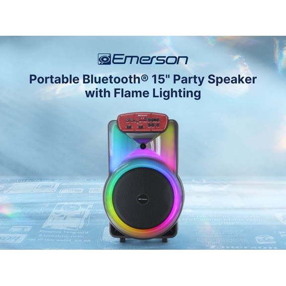 Emerson EDS-1520 Portable Bluetooth 15" Party Speaker with Flame Lighting
