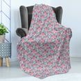 thumbnail image 4 of Blue and Pink Soft Flannel Fleece Throw Blanket, Abstract Petals and Leaves, Cozy Plush for Indoor and Outdoor Use, 50" x 70", Sea Blue Pink, by Ambesonne, 4 of 5