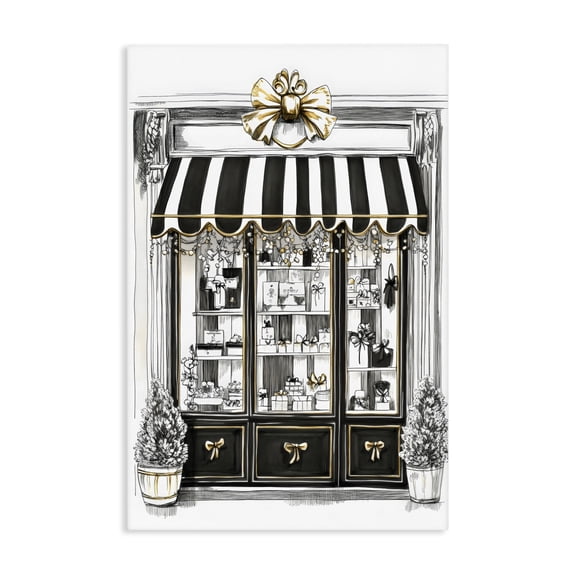 Stupell Industries Art Deco Striped Paris Shop Facade Canvas Art, 16 x 24, by Petals Prints Design