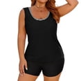 thumbnail image 4 of Maqroz Bikini Sets for Women Tank Top Stripes Tankini and Short Three Piece Swimsuit Casual Sporty Modest Bathing Suit for Beach Baseball Summer Festivals, 4 of 9