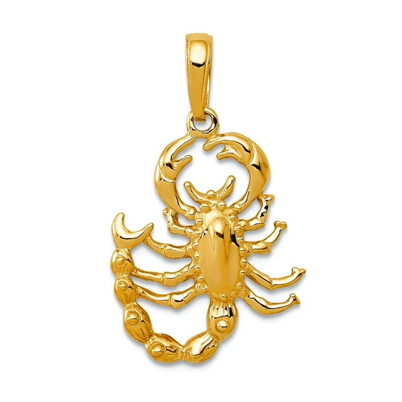 14k Yellow Gold Textured Polished Scorpian Charm 24x11mm Pendant Necklace for Women - 1.2 Grams