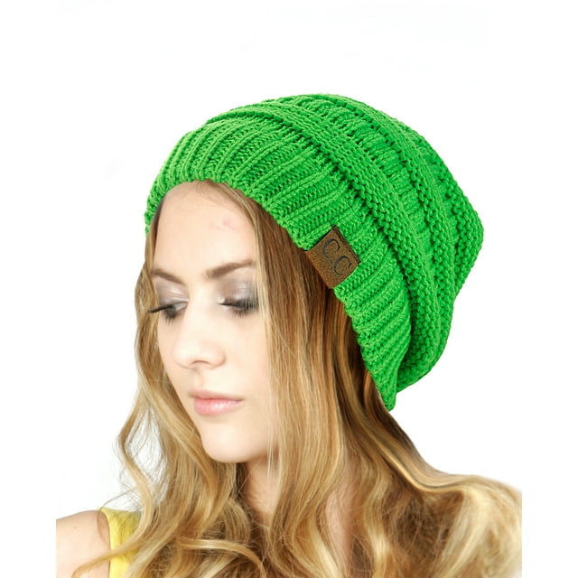 HAT20A Bonnet Tricoté Extensible Doux et Chaud, Néon Lime