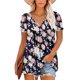 thumbnail image 1 of Puntoco Túnica De Verano Para Mujer, Cuello Redondo, Camisetas Con Estampado Floral, Blusa Casual De Manga Corta, Tops Plisados Con Dobladillo Con Volantes Puntoco Puntoco-1624, 1 of 8