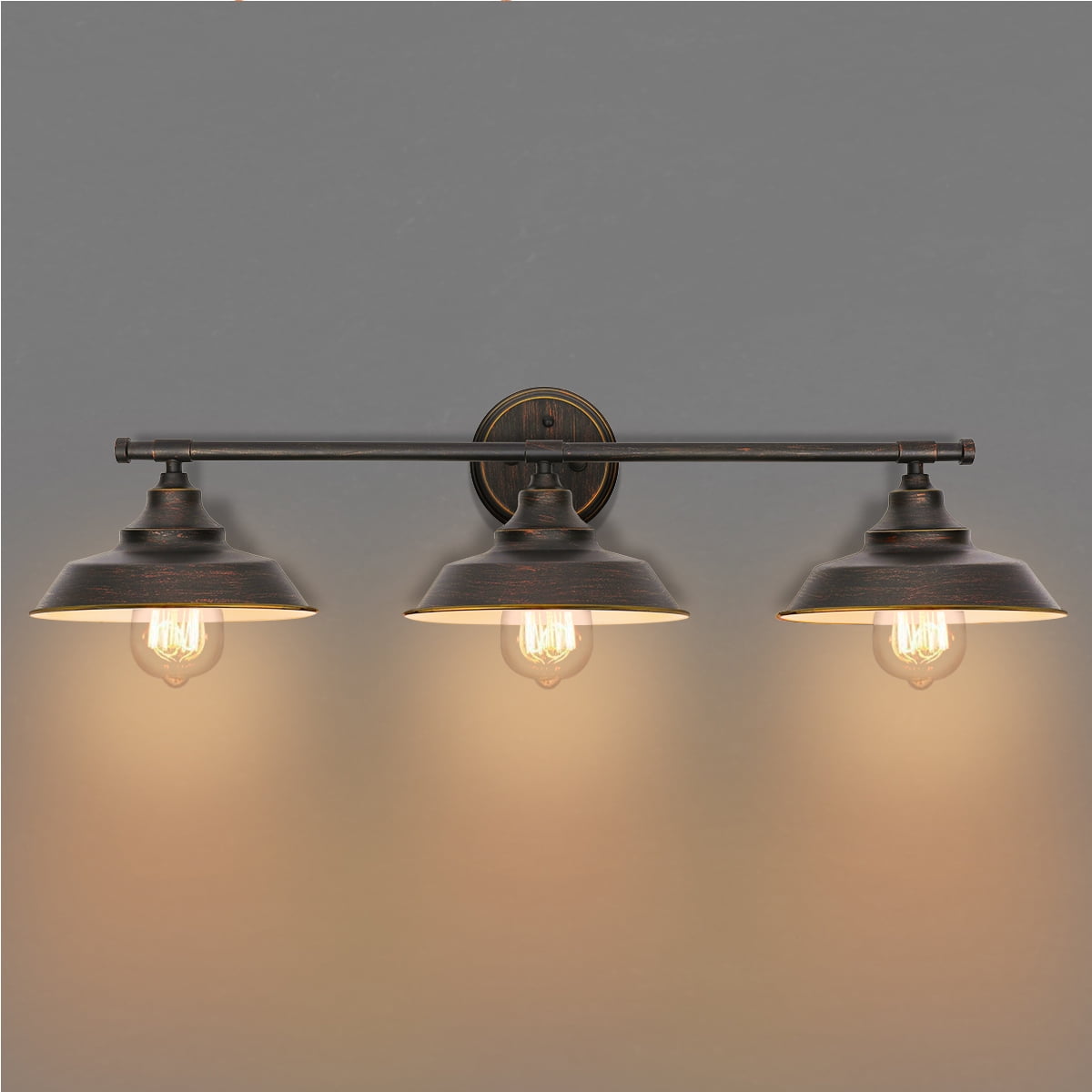 Bathroom Vanity Light 3 Light Wall Sconce Fixture Industrial Indoor Wall Mount Lamp Shade for Bathroom Kitchen Living Room Workshop Cafe