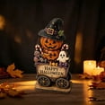 thumbnail image 5 of Pumpkin Cart Figurine Happy Halloween Resin Village Decoration with Ghost and Candy Tabletop Mantel Shelf Indoor Fall Decor D, 5 of 5