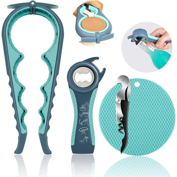MindyLLL 4PCS Jar Opener for Weak Hands, Seniors with Arthritis, Multi Function Bottle Opener Lid Opener For Arthritic Hands with Non Slip Rubber Jar opener Gripper Pad