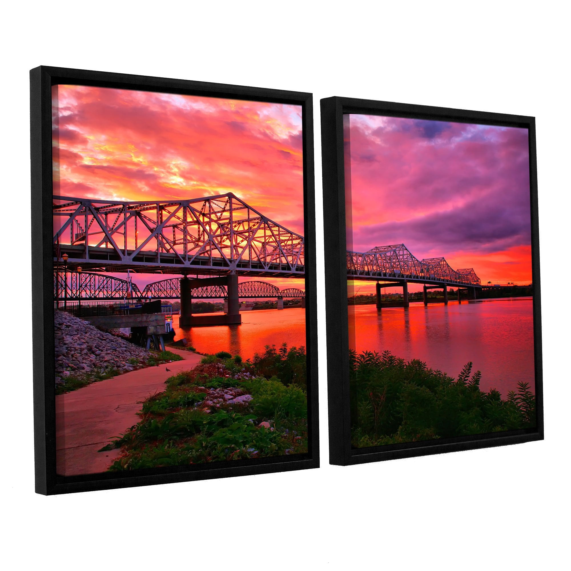 ArtWall Steve Ainsworth "Bridges at Sunrise" 2-Piece Floater Framed Canvas Set
