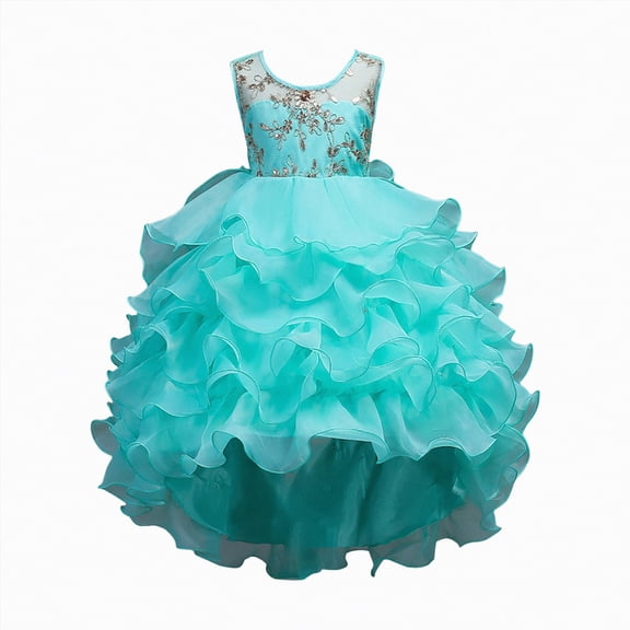 Gubotare Little Girl Dresses Toddler Girl Tulle Dress Summer Ruffle Sleeveless Baby Girl Fashion Casual Dresses Size 6-7 (Green,6-7 Years)