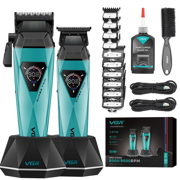 Máquina de cortar cabello VGR 877S2 inalámbrica 9000 RPM con kit USB-C