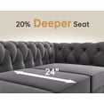 thumbnail image 4 of Morden Fort Modern Contemporary Love Seat with Deep Button Tufting Dutch Velvet, Solid Wood Frame and Wood Legs- Light Grey, 4 of 9