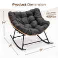 thumbnail image 2 of HABUTWAY Outdoor Rocking Chair with Thick Cushion, Ergonomic Rattan Egg Chair with Secure Straps for Indoor, Supports Up to 450 lbs, Black, 2 of 7