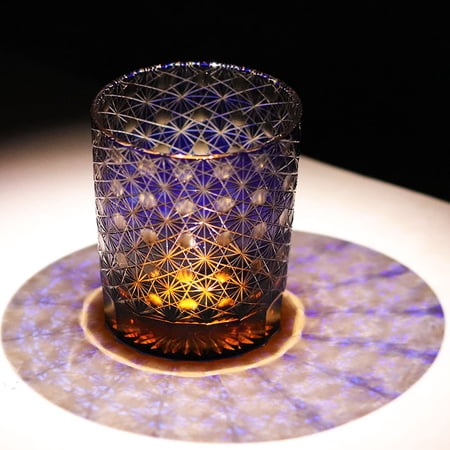 Luxury 260ml 8oz Bohemian Edo Kiriko Style Hand Carved Custom Color Drinking/Spirit/Cocktail Glass Blue