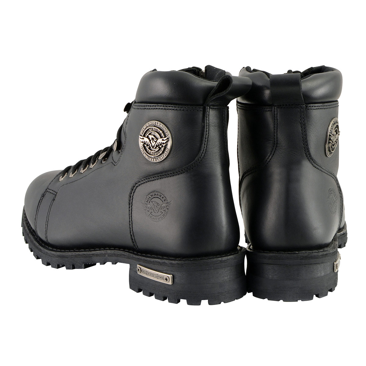 Milwaukee Leather MBM100 Men's Black Leather Lace-Up Motorcycle Boots with Side Zipper 13 - image 5 of 9