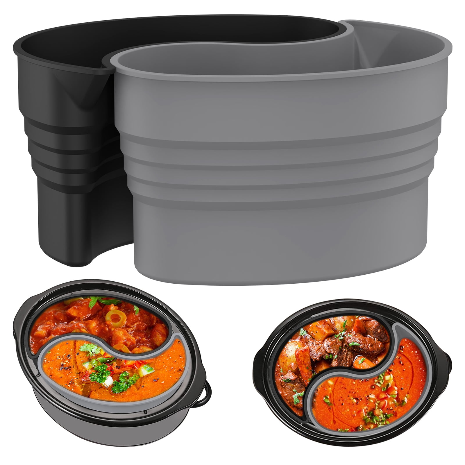 Nyidpsz 2PCS Slow Cooker Divider Liner for 6QT Pot Reusable Silicone Slow Cooker Divider