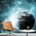 thumbnail image 3 of wall26 - Earth Surrounded by Shades of Blue Galaxies - Wall Mural, Removable Sticker, Home Decor - 66x96 inches, 3 of 6