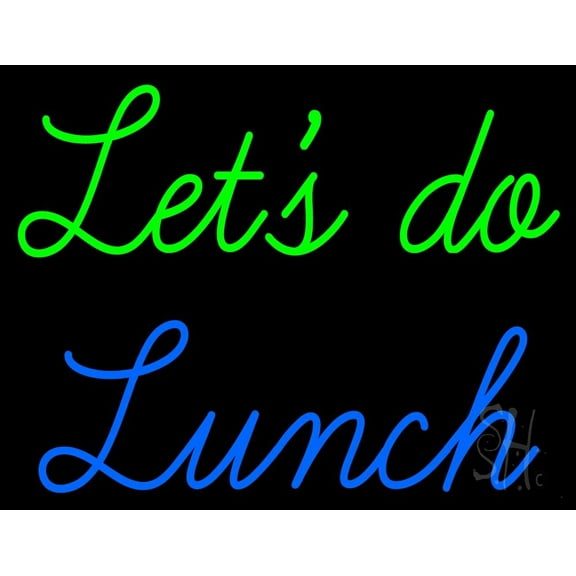 Lets Do Lunch LED Neon Sign 24 x 31 - inches, Black Square Cut Acrylic Backing, with Dimmer - Bright and Premium built indoor LED Neon Sign for restaurant window and interior decor.