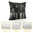 thumbnail image 4 of Heduofu New York City Decorative Throw Pillow Cover Case Quiet Nightscape River Skyline Buildings Black Grey Cotton Linen Pillow Cases Square Standard Cushion Covers for Couch Sofa Bed White, 4 of 5