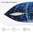 thumbnail image 5 of Velvet Decorative Throw Pillow Covers Set of 2, Soft Square Cushion Cover with Invisible Zipper Binary Code Cyborg Robot Printing, 16"x16", 5 of 7
