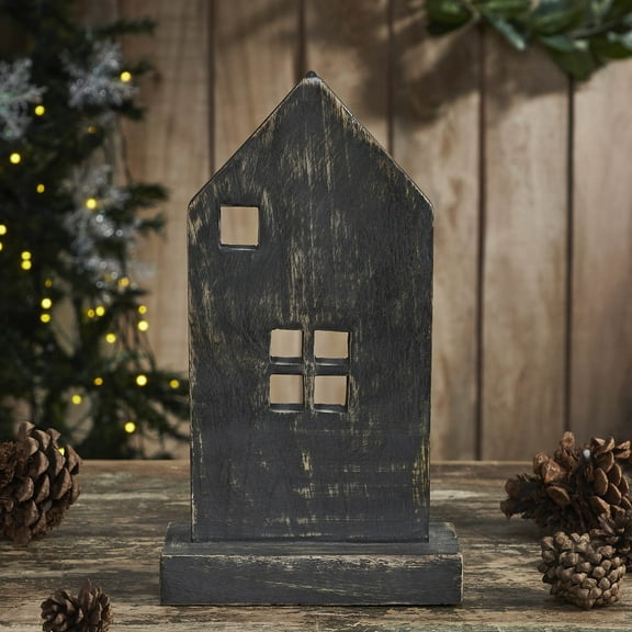 VHC Brands Rustic Wooden House Grey 10x5.75x3