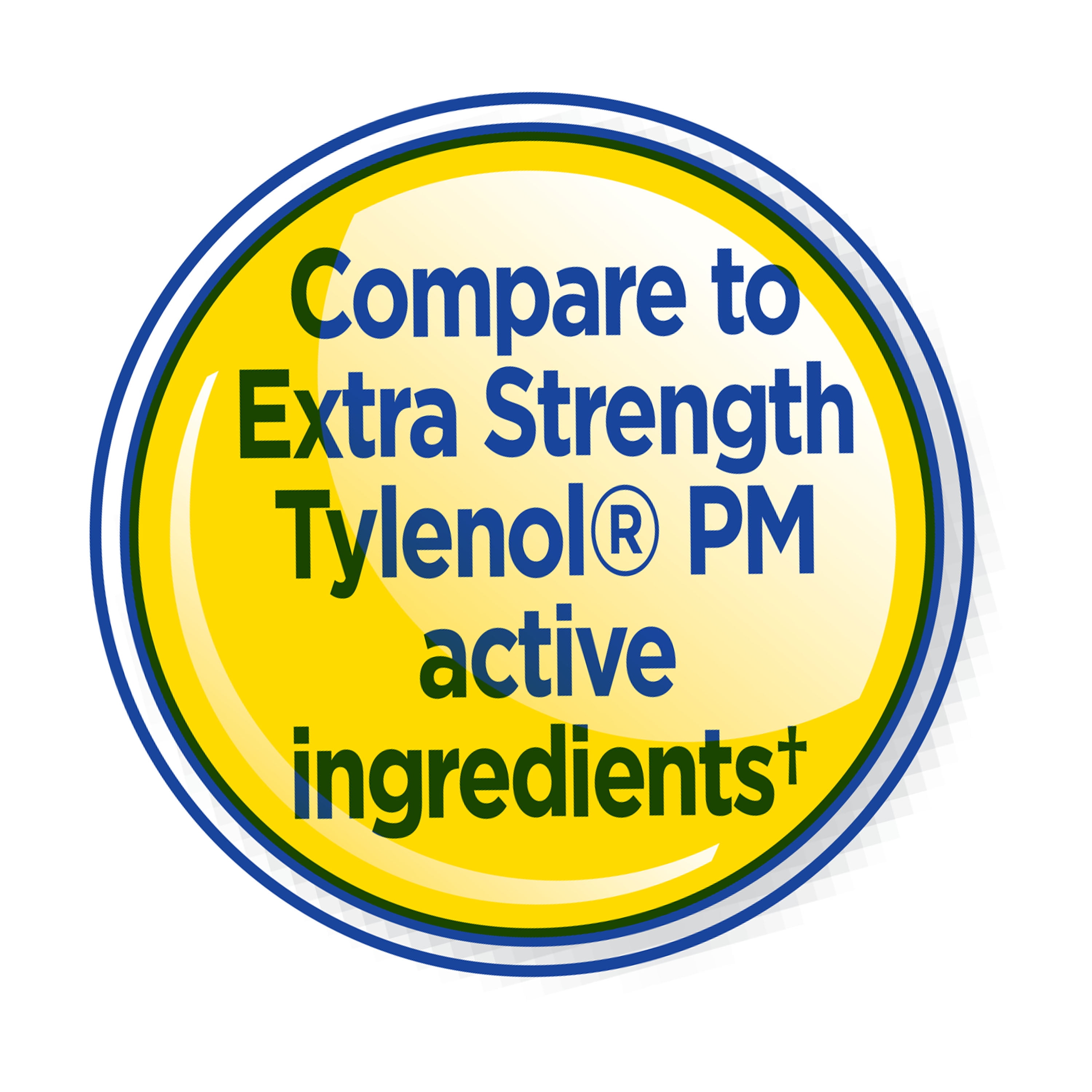 Equate Extra Strength Pain Reliever PM Acetaminophen 500mg and Diphenhydramine HCI 25mg Caplets, 100 Count, Compare to TylenolÂ® PM Extra Strength Active Ingredients