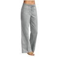 thumbnail image 3 of TaTaai Women's Wide Leg Pants for Women Solid Color Drawstring Elastic Waist Loose Fit Linen Feel Trousers with Pockets for Daily Gift, 3 of 7