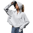 thumbnail image 2 of Domuza Upf 50+ Sun Hoodie Shirts for Women with Brim and Mask Long Sleeve Solid T Shirts 2026 New Trendy Uv Protection Ice Silk Sunscreen Blouses White One Size, 2 of 3