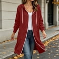 thumbnail image 3 of yillto Womens Long Jacket Hoodie Sweatshirts Full Zip up Comfy Warm Fashion Fall Casual Coats with Pockets, 3 of 7