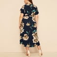 thumbnail image 3 of U.Vomade Robe pour Femme Grande Taille Été Plage Taille à Bande Robe à Manches Courtes Col Ras du Cou Oversize Robes Décontractées, 3 of 7