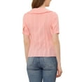 thumbnail image 3 of INSPIRE CHIC Inspired Women's Blouse Peter Pan Collar Swiss Dot Short Sleeve Top XL Pink, 3 of 5