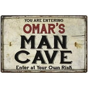 OMAR'S Man Cave Sign Rustic Garage Decor Gift 8x12 Metal 108120035343