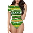 thumbnail image 1 of Fotbe St. Patrick's day in green colors Body de Mujer con Cuello Redondo y Mangas Cortas, Sin Mangas Ajustado, Suave, Cómodo y Básico-Large, 1 of 7