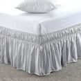 thumbnail image 2 of Bed Skirt Wrap Around 14" Drop, Fully Elastic Dust Ruffle, Extra Soft and Luxury, Fade Resistant, Machine Washable Luxurious Fabric, king Size - Light Grey Solid., 2 of 6