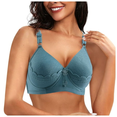 Riforla Women Thin Cup Middle and Elderly Comfortable Underwear Bra Without Underwire Bra Bras for Older Women Green 42