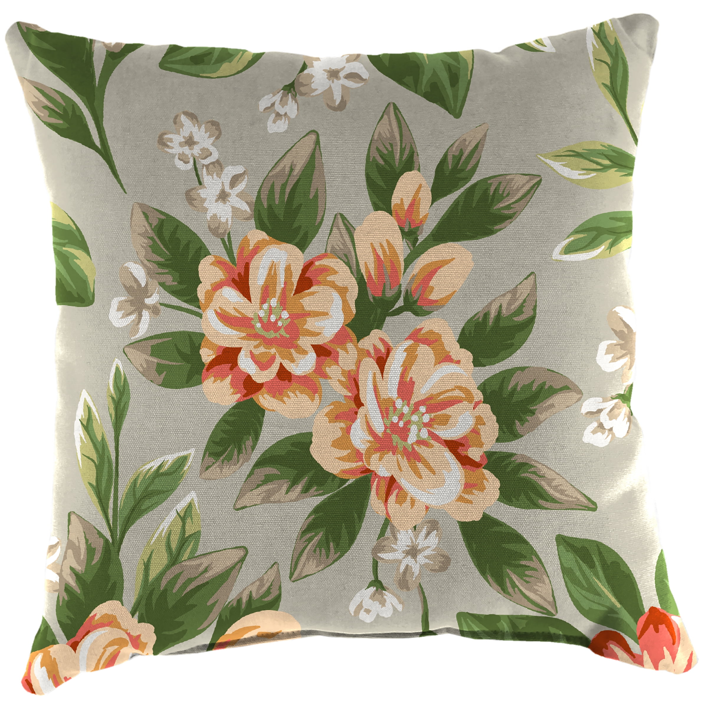 Jordan Manufacturing 16" x 16" Tori Cedar Grey Floral Square Outdoor Throw Pillow (2 Pack)
