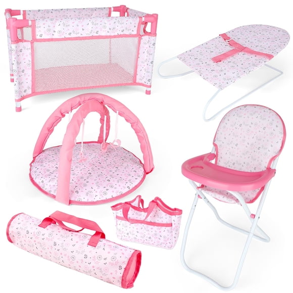 Baby Doll Accessories DeAo Baby Doll Playset 6 en 1 rosa