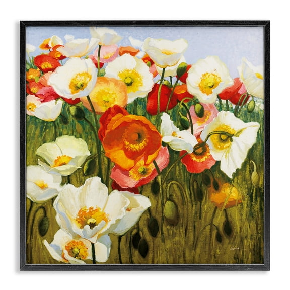 Stupell Industries Victorian Lush Poppy Meadow Black Framed Giclee Art, 12 x 12, by Shirley Novak