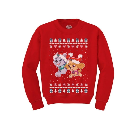 Tstars Girls Ugly Christmas Sweater Paw Patrol Skye Everest Santa Bell Kids Christmas Gift Funny Humor Holiday Shirts Xmas Party Christmas Gifts for Boy Toddler Kids Sweatshirt Ugly Xmas Sweater
