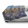 thumbnail image 3 of City Soft Flannel Fleece Throw Blanket, Panoramic View of Dubai Cityscape High Rise Buildings Traffic Roads, Cozy Plush for Indoor and Outdoor Use, 60" x 80", Blue Ivory Marigold, by Ambesonne, 3 of 6