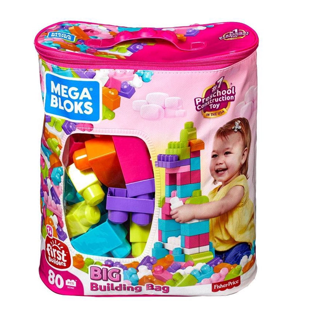 Mega Bloks Big Building Bag Pink Kids Building Blocks 60 Pieces DCH54 
