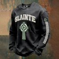thumbnail image 2 of IWRICH Men's St. Patrick's Day Printed Waffle T-Shirt Waffle Slainte Irish Celtic Cross Tops Long Sleeve Crew Neck Tees Black XXL, 2 of 4