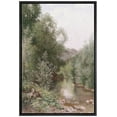 thumbnail image 2 of PixonSign Framed Wall Art Green Forest Tree River Landscape Floral/Botanical Nature Wilderness Artwork Vintage Oil Paintings Modern Scenery Canvas Prints Colorful for Rooms - 16"x24" Black, 2 of 5