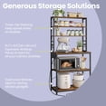 thumbnail image 5 of LEDREM 31.5" Bakers Rack with Power Outlet, 6-Tier Kitchen Shelves with Adjustable Shelf & Hooks, Microwave Stand, Rustic Brown and Black, 5 of 5