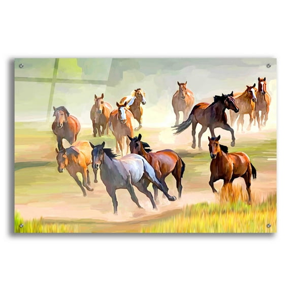 Epic Art 'Wild Horses Running' by Ata Alishahi, Acrylic Glass Wall Art, 36"x24"