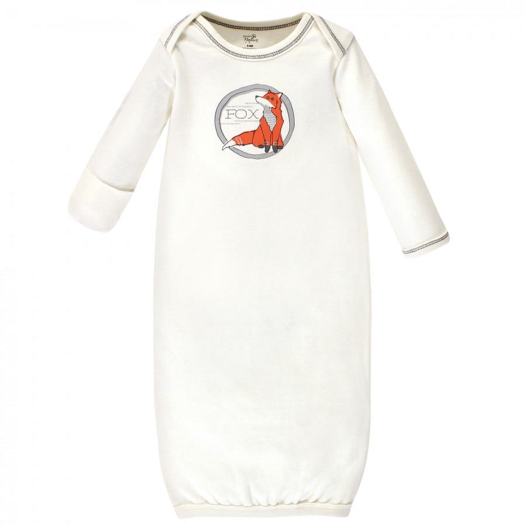 Touched by Nature Baby Boy Organic Cotton Long-Sleeve Gowns 3pk, Boho Fox, 0-6 Months