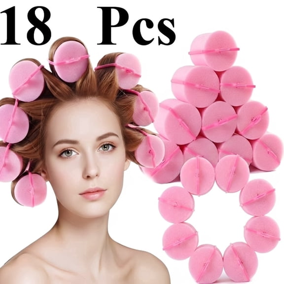 Foam Sponge Hair Rollers 18Pcs 2"X2.75" Pink Soft Sleeping Curling Tools for Ladies Long Short Hair