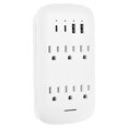thumbnail image 1 of PrimeCables 6-Outlet Wall Mount Surge Protector Socket with 4 USB Charging Ports, 900 Joules, 1 of 7