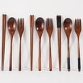 thumbnail image 6 of TPALPKT 3PCS Set Wooden Tableware Fork Spoon Chopsticks Wood Portable Long Handle Tableware Chopsticks Chopsticks Spoon Korean 9CI5, 6 of 9