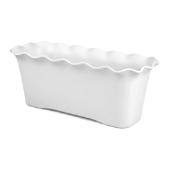 Scalloped Edge Plastic Window Box Planters, Rectangular Flower Pots with Drainage, Lightweight Decorative Planters for Indoor/Outdoor Uses