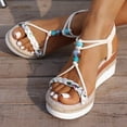 thumbnail image 4 of Rokment Womens Bling Leaves Platform Dressy Sandals Bridal Sparkling Rhinestones Elegant Open Toe Ankle Strap Espadrilles Wedge High Heels Dress Summer Shoes for Wedding Sky Blue Size 8.5, 4 of 6